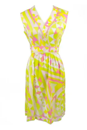 1960's Emilio Pucci Dress in Pink Yellow & Green w/ Signature Size Small