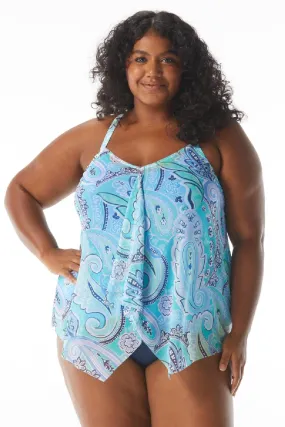 Beach House Kerry Mesh Layer UW Plus Tankini, Paradise Peri (HW59355)