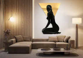 Black and Gold Woman Mirrored Silhouette Wall Art