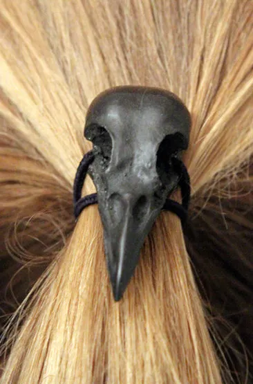 Black Crow Skull Hair Tie