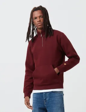 Carhartt-WIP Chase Neck Zip Sweatshirt - Bordeaux/Gold