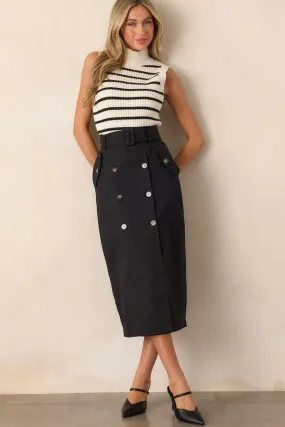 Effortless Edge Black Maxi Skirt