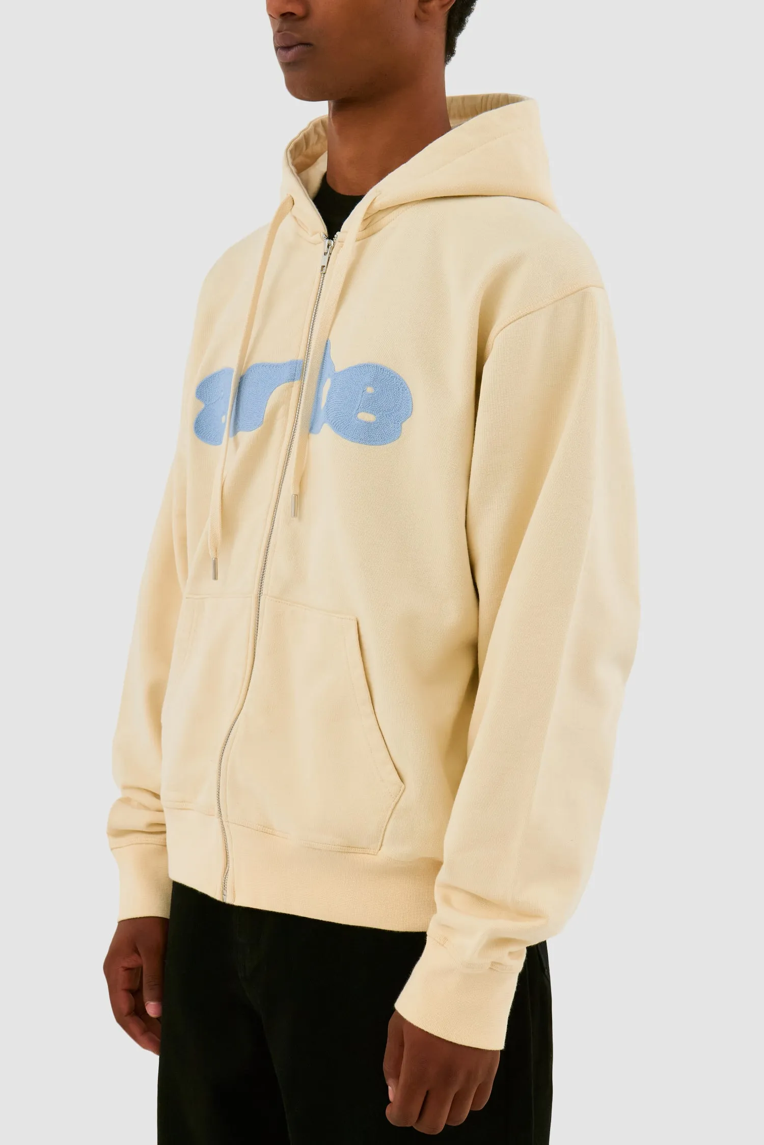 Embroidery Zip Hoodie - Cream