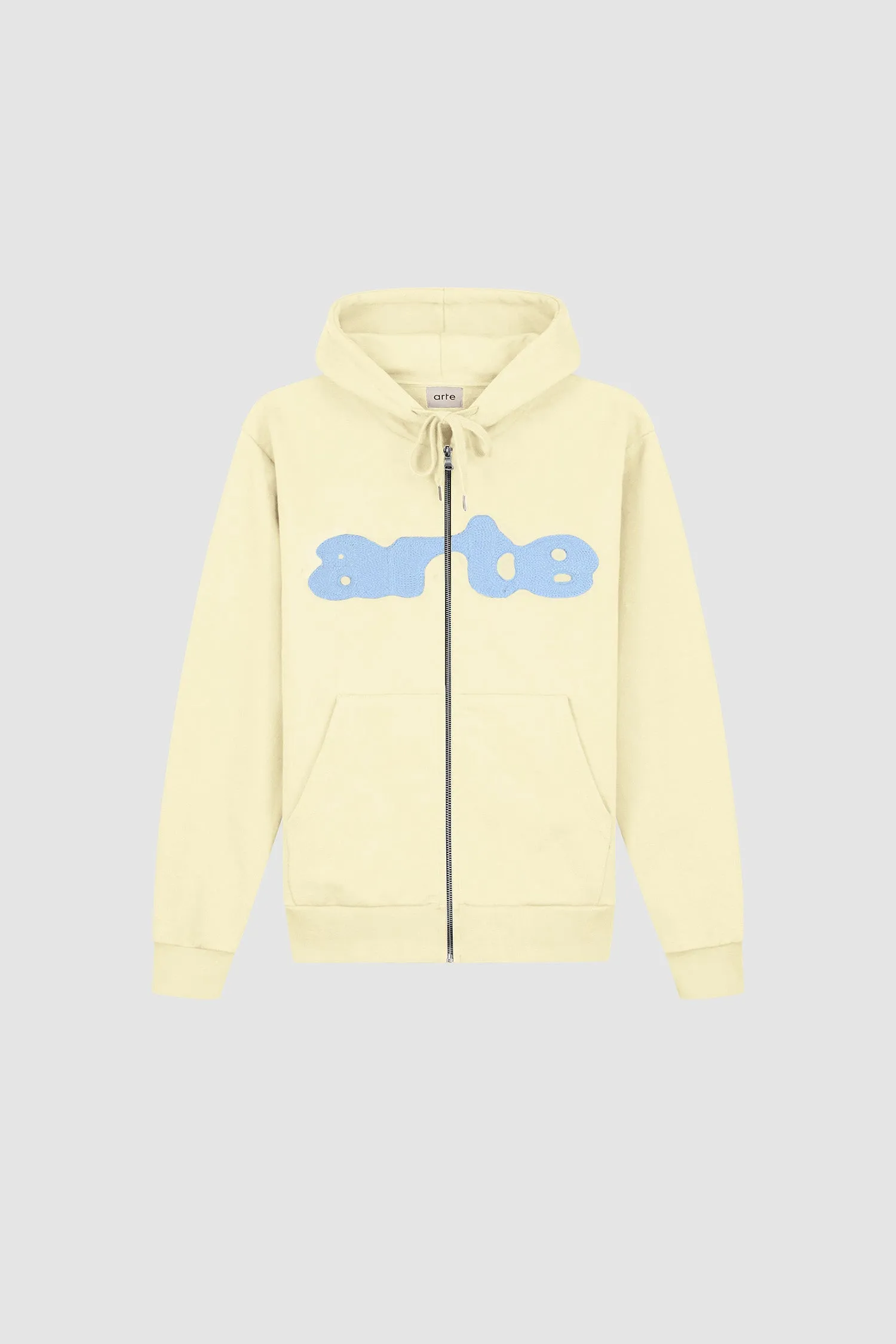 Embroidery Zip Hoodie - Cream