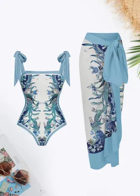 Especially Breathtaking Plants Print Tie Swimsuit