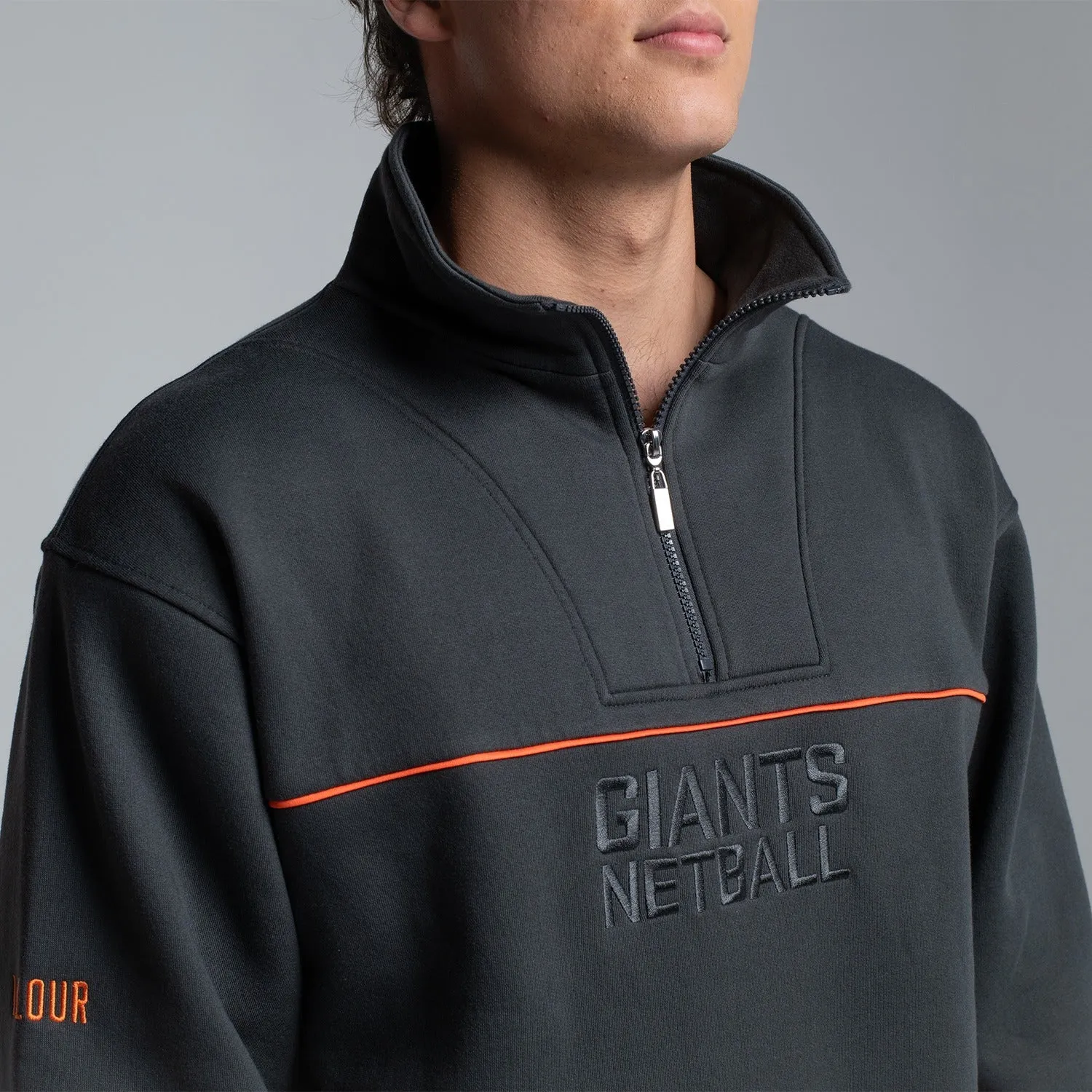 GIANTS Netball Black 1/2 Zip Fleece Top