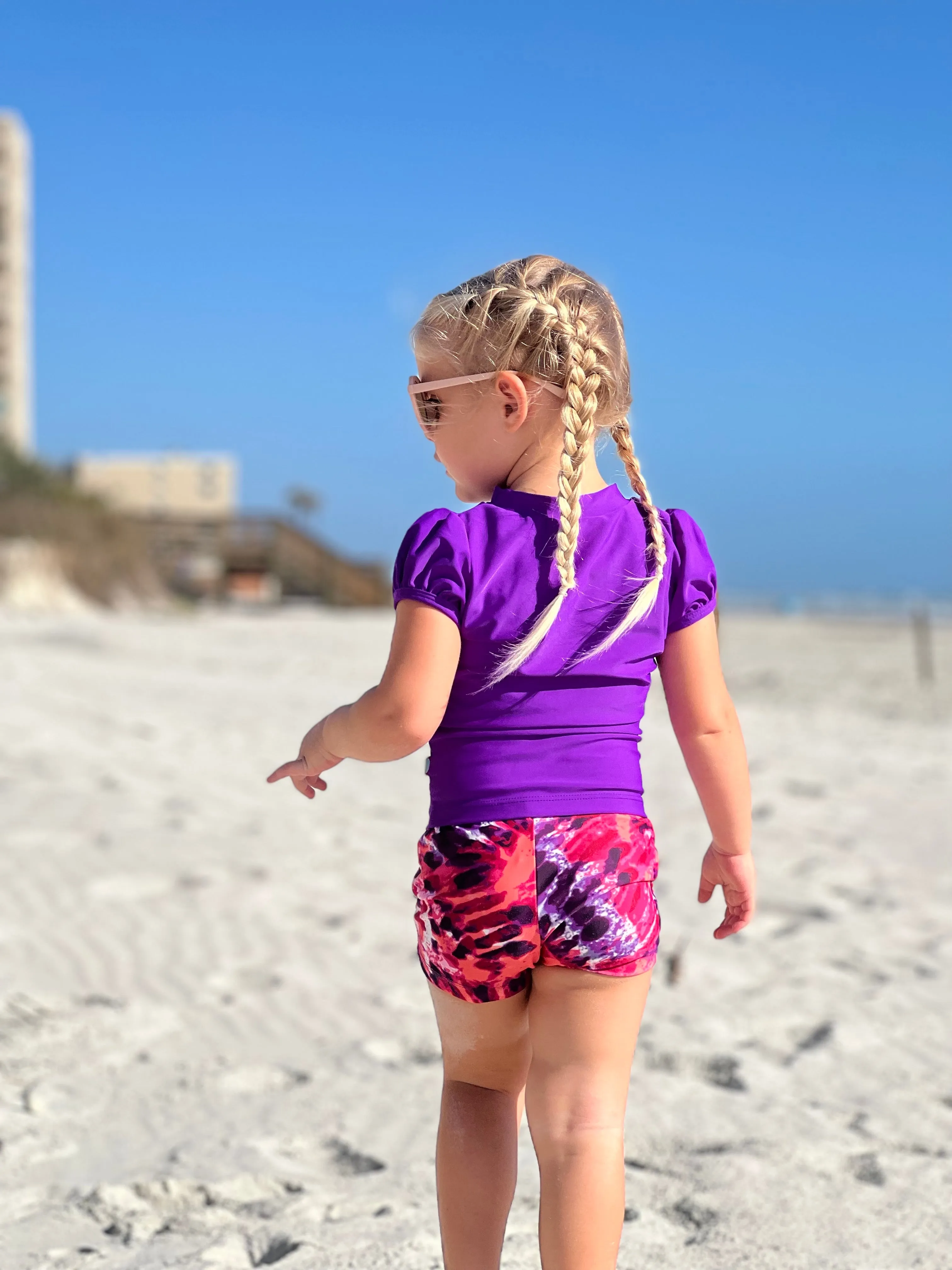 Girls UPF 50  Printed Swim Boy Shorts  | Galaxy Swim