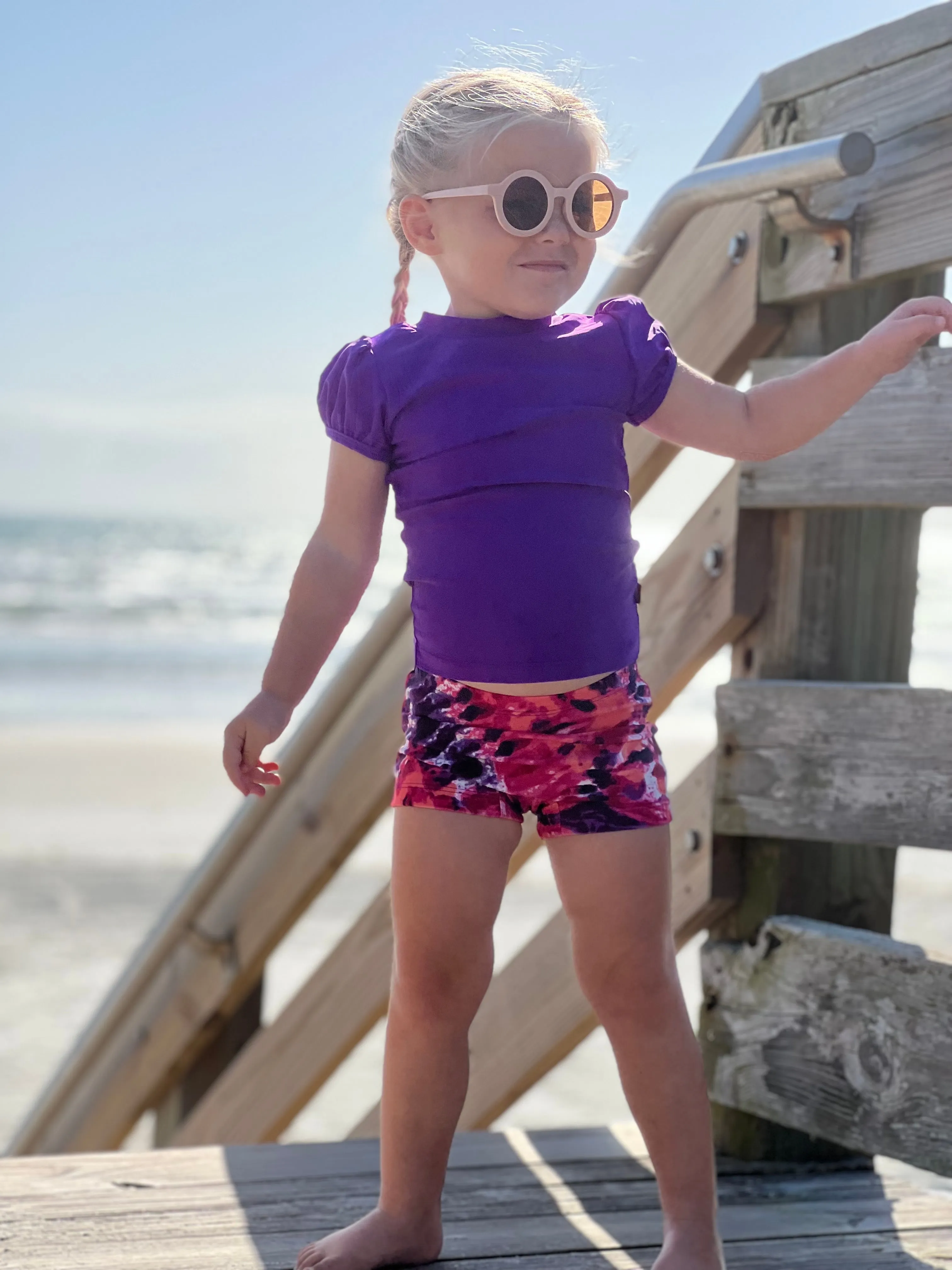 Girls UPF 50  Printed Swim Boy Shorts  | Galaxy Swim