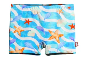 Girls UPF 50  Printed Swim Boy Shorts  | Marine Life