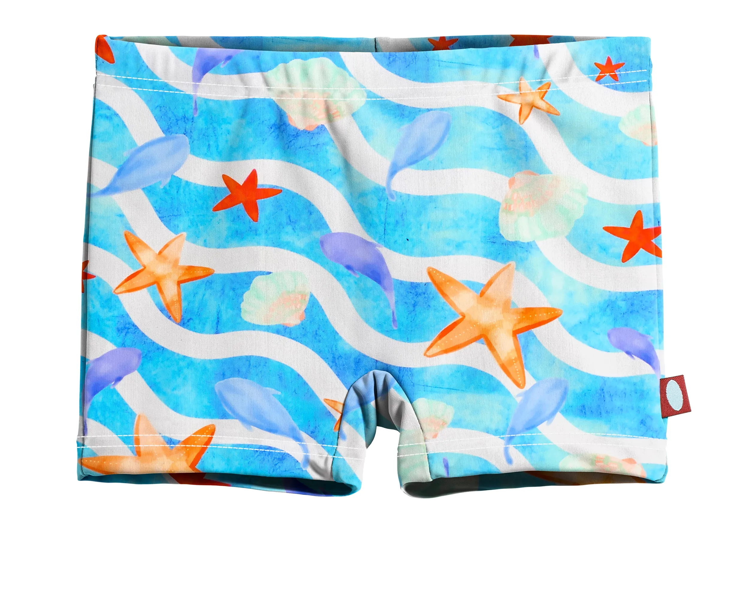 Girls UPF 50  Printed Swim Boy Shorts  | Marine Life