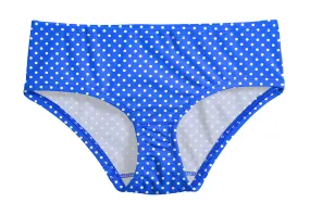 Girls UPF 50  Printed Swim Briefs  | Sedona Blue w- White Polka Dot