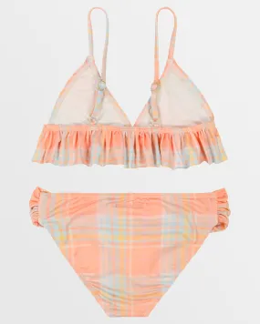 Girls Ur A Peach Ruffle Triangle Bikini Set - Peach Paradise