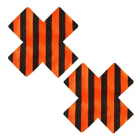 Jail Break Orange Mesh Blacklight X Factor Nipple Cover Pasties