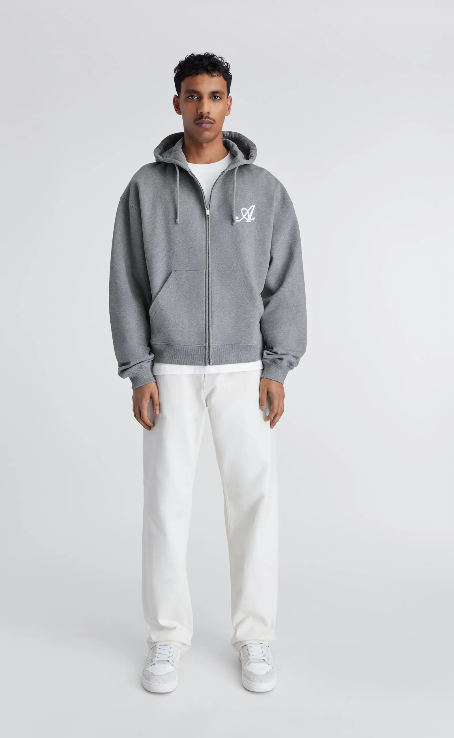 MAINE ZIP GREY MELANGE HOODIE