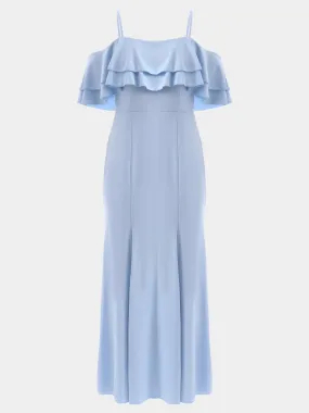 Midsize Baby Blue Elegant Dress with Side Split