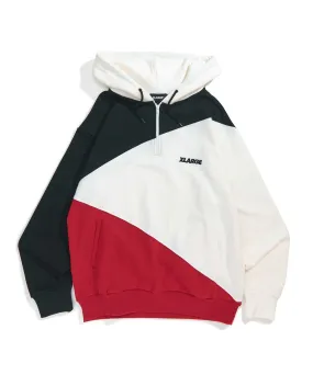 PANELED HALF ZIP HOODED SWEAT