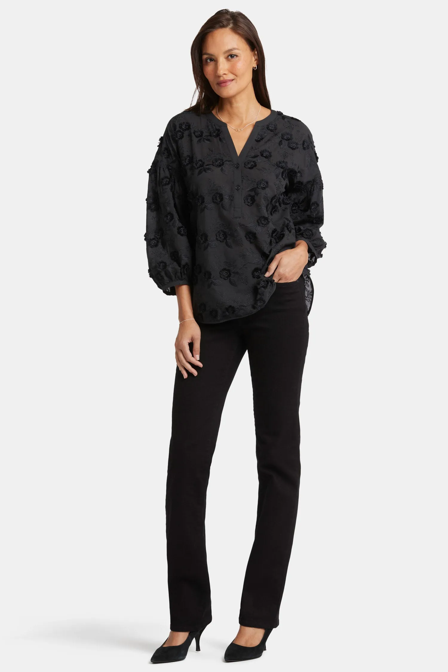 Paulina Peasant Blouse - Black