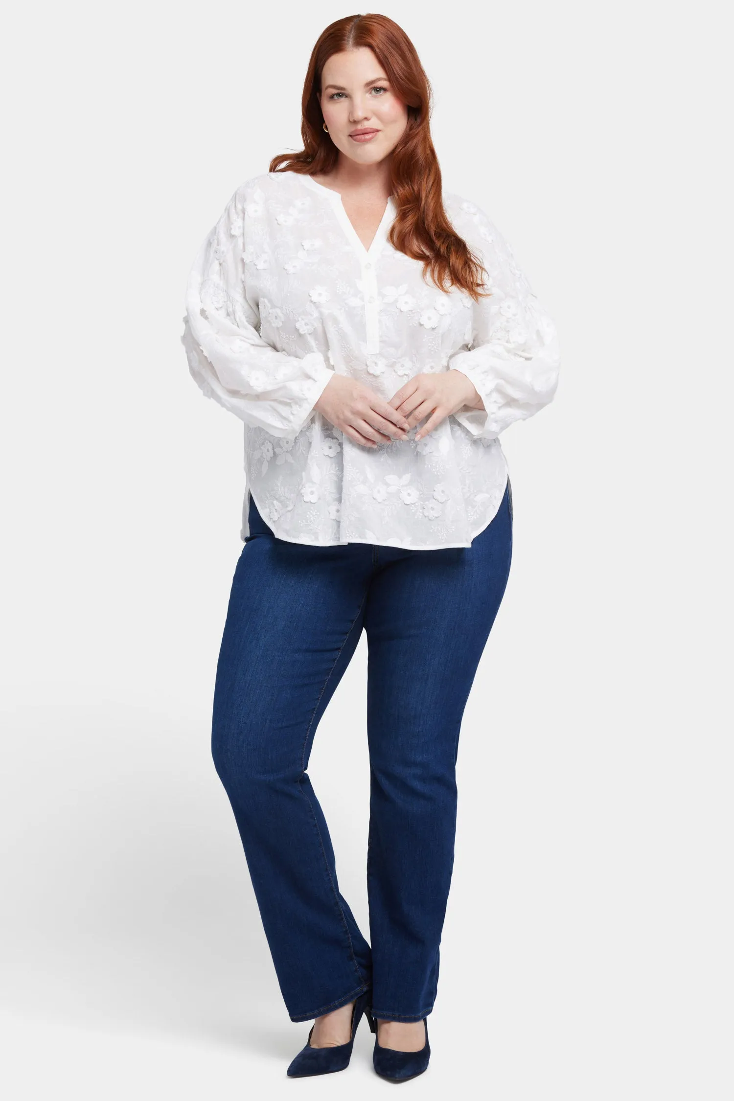 Paulina Peasant Blouse In Plus Size - Optic White