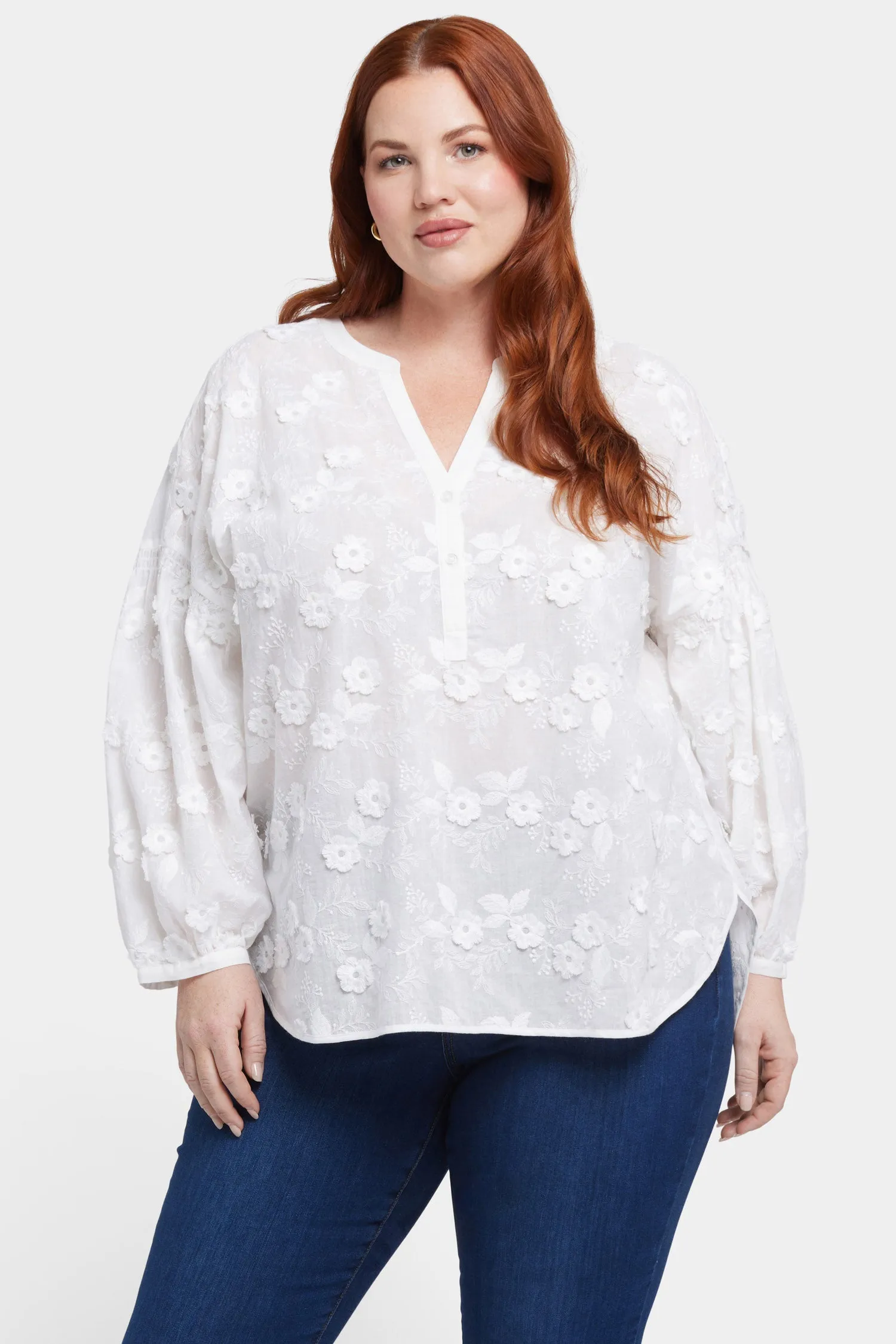 Paulina Peasant Blouse In Plus Size - Optic White