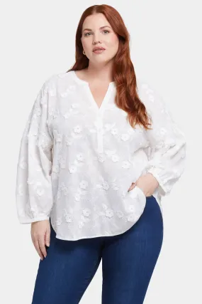 Paulina Peasant Blouse In Plus Size - Optic White