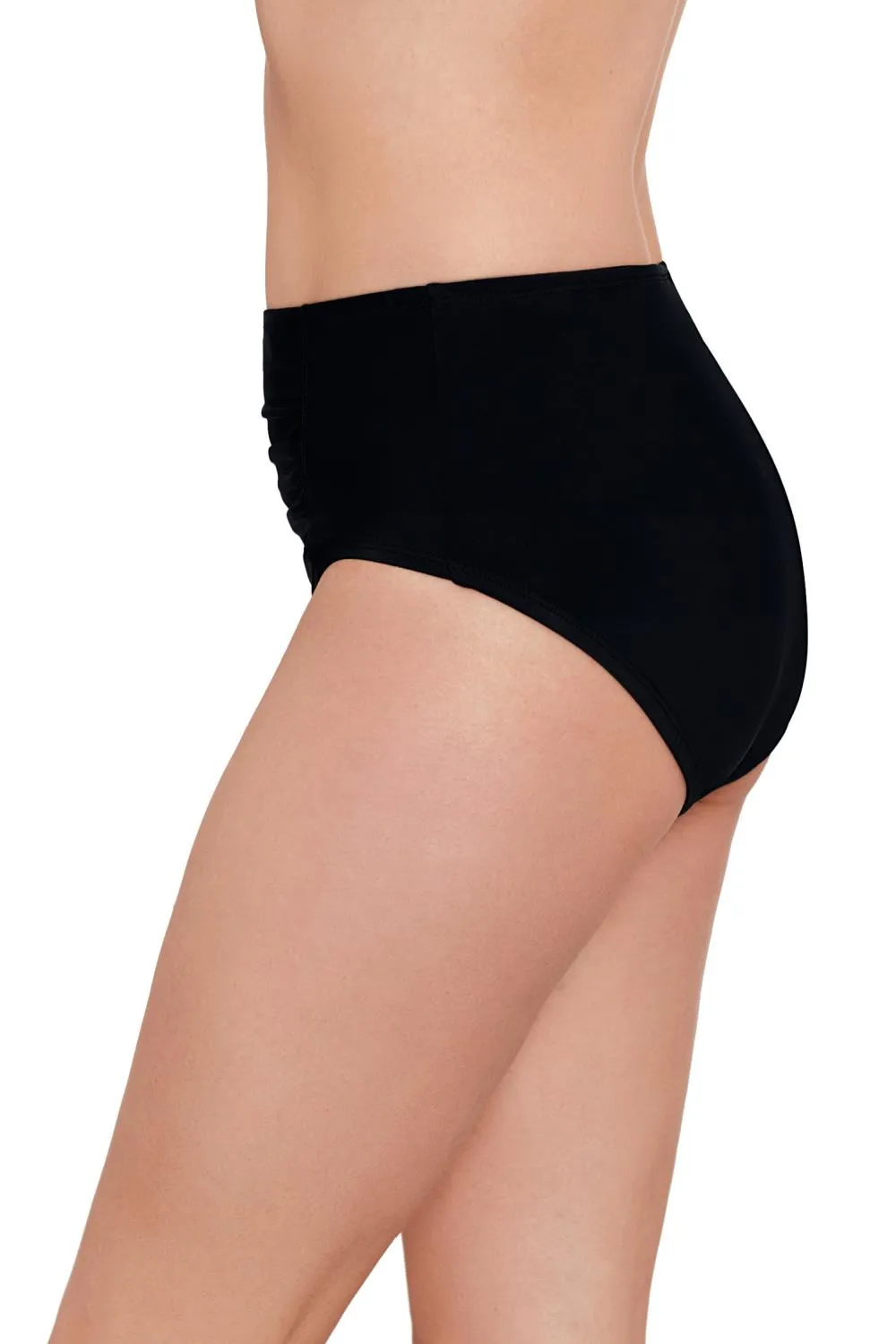 Penbrooke Solids Centre Shirred Swim Bottom, Black (42541)