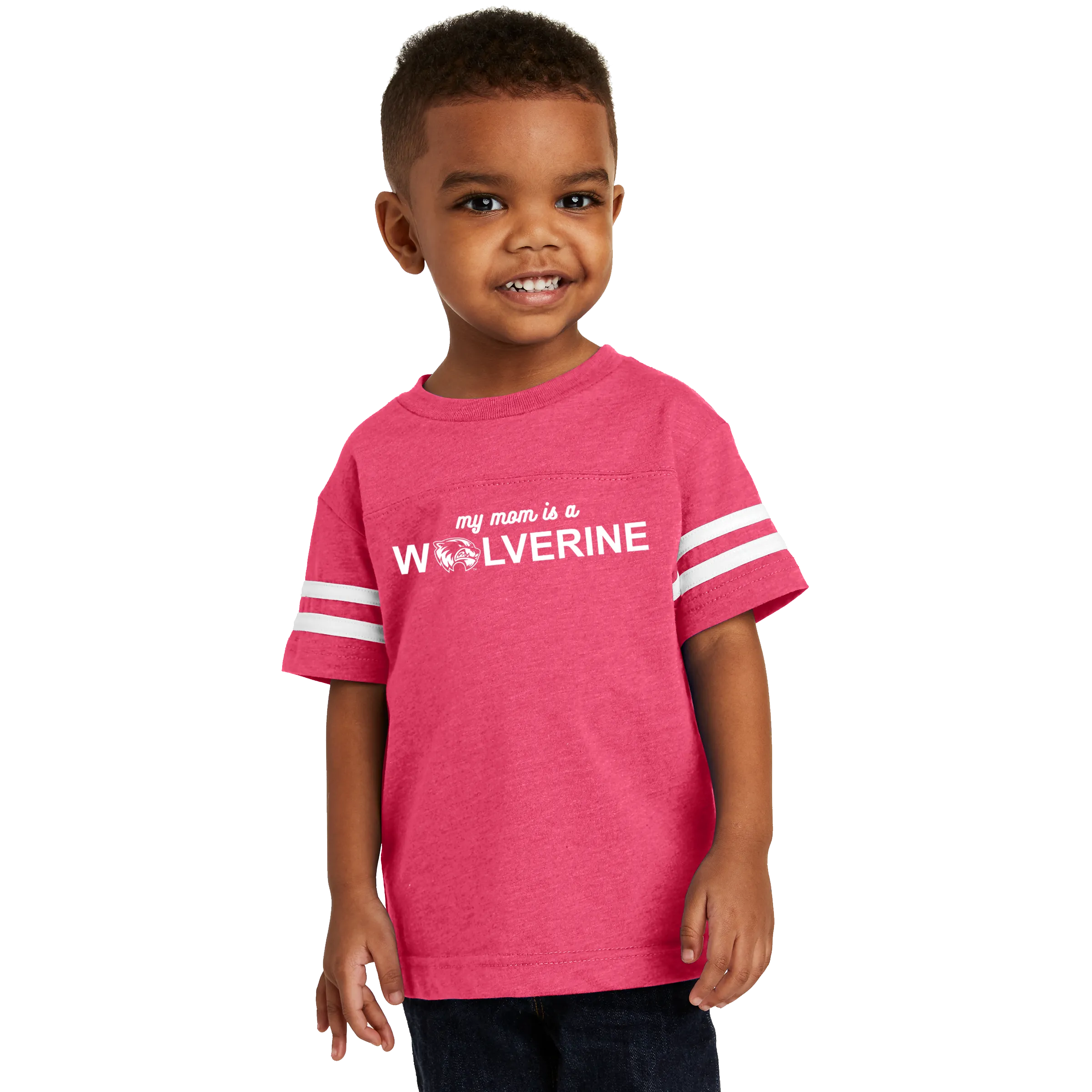 Rabbit Skins Toddler Football Fine Jersey Tee - My Mom is a Wolverine