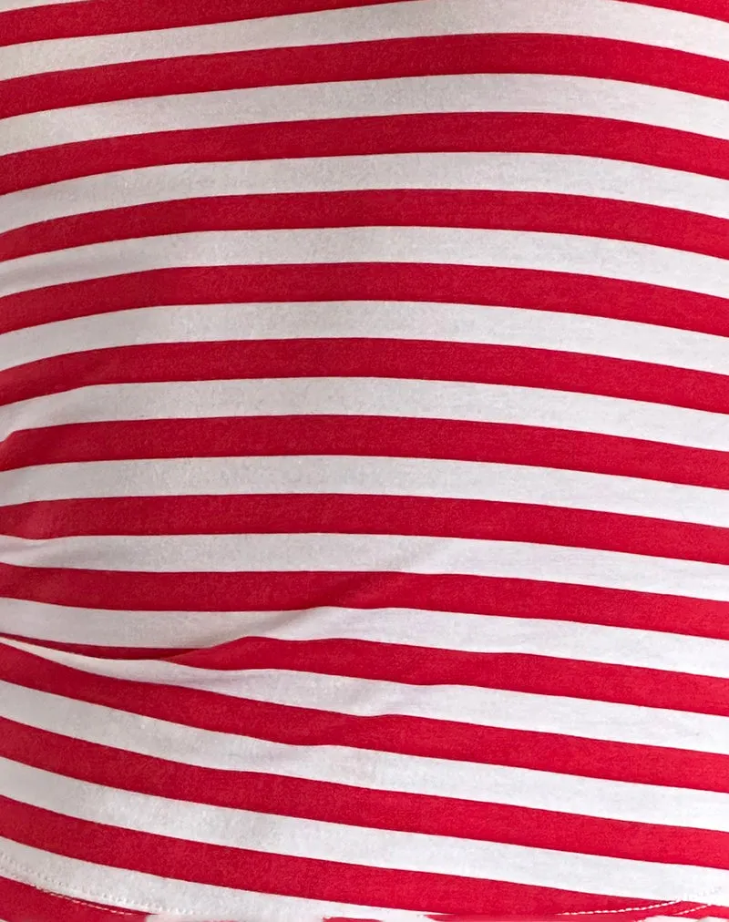 Ralina Top in Red and White Stripe