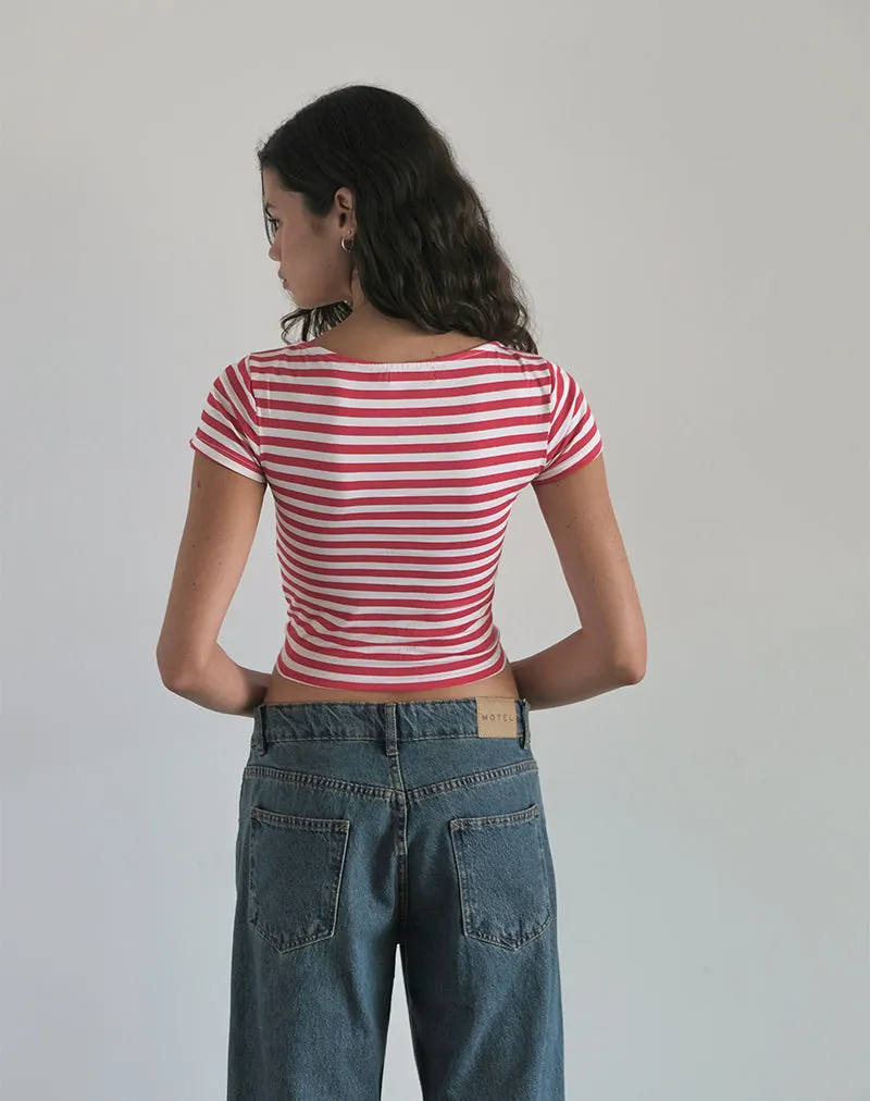 Ralina Top in Red and White Stripe