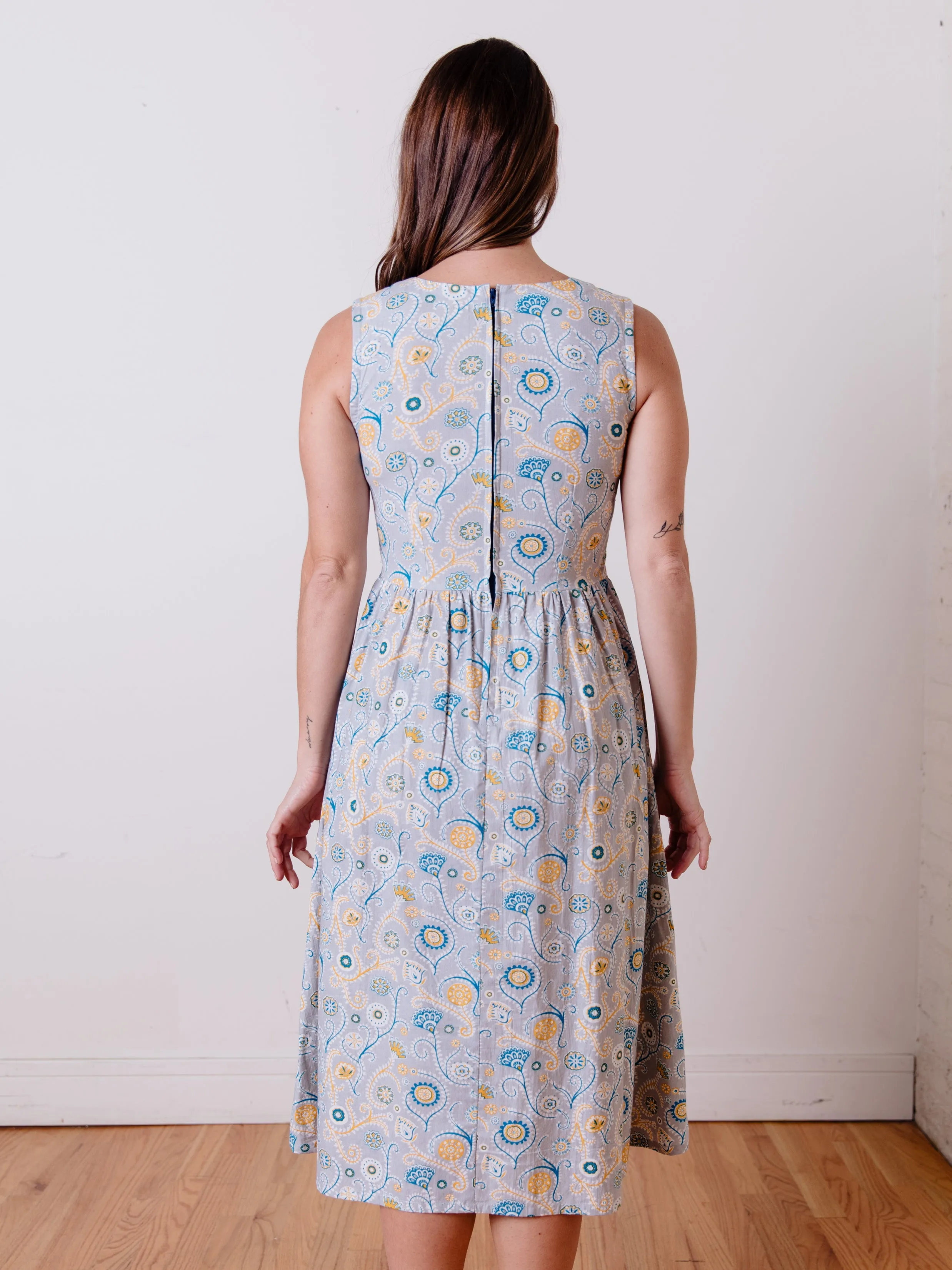 Sydney Sleeveless Midi Dress - Blue Suzani