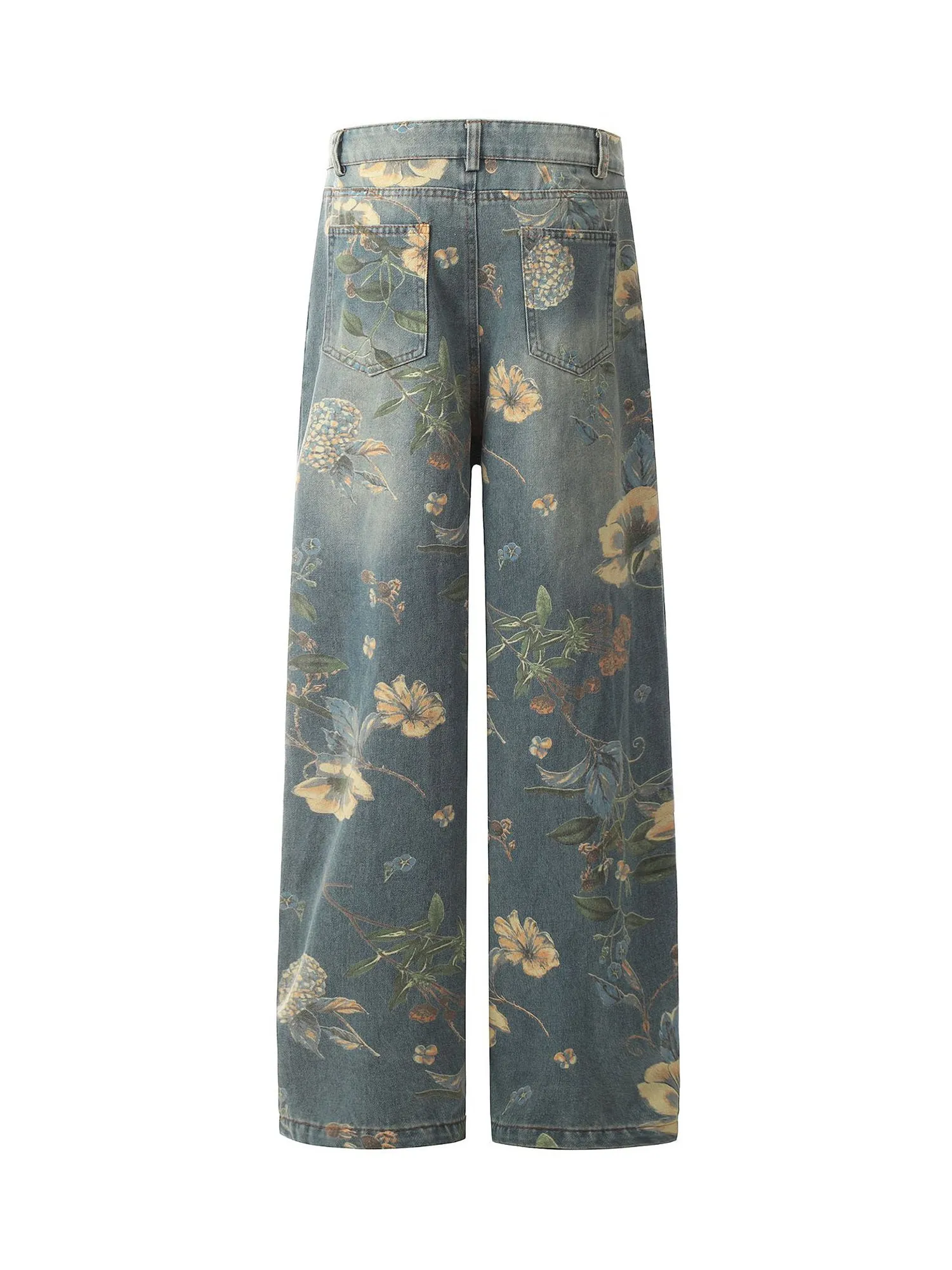 Thesupermade Street Washed Floral Baggy Jeans