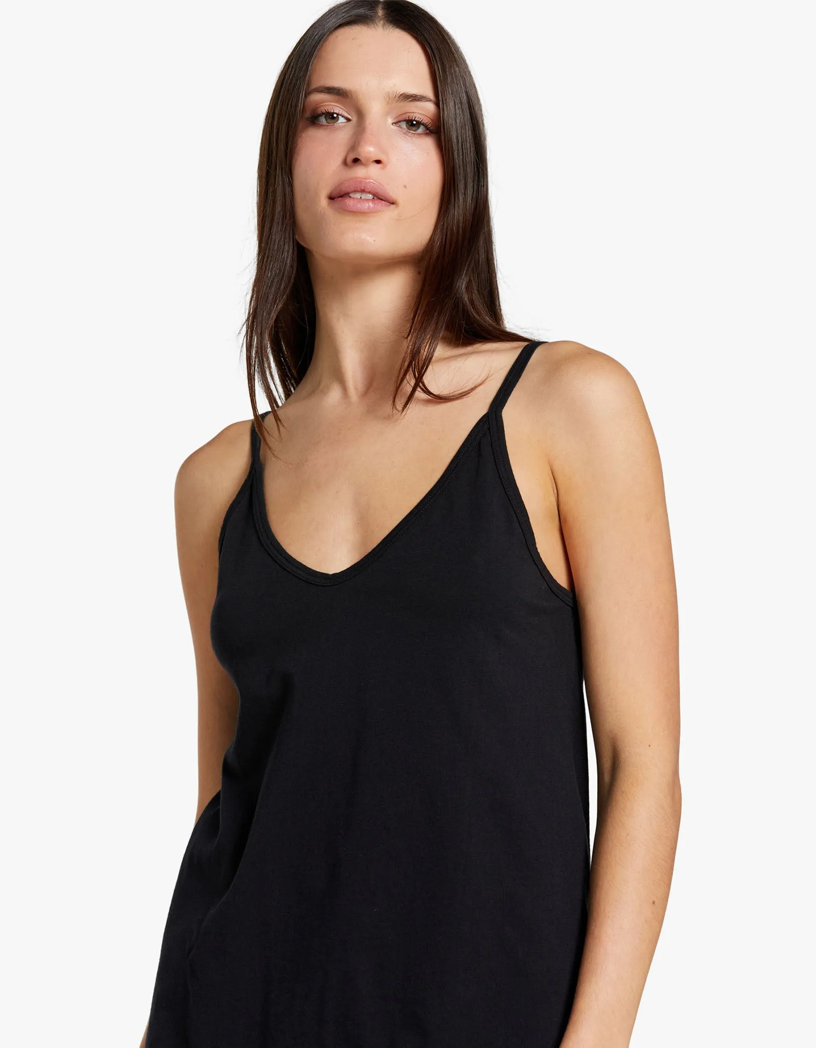 Womens V Neck Jersey Camisole - Black