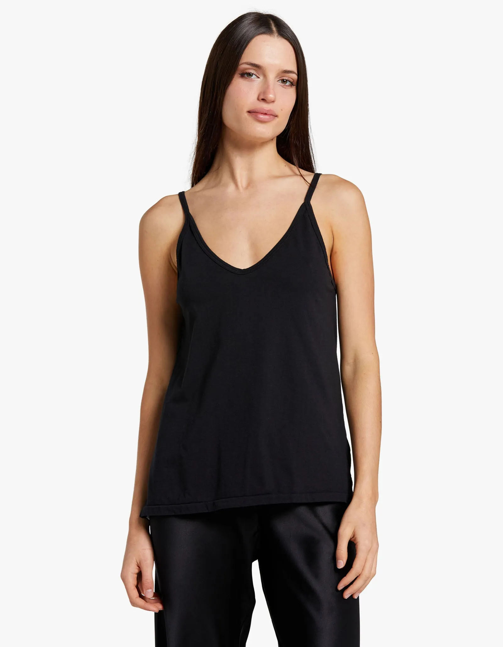 Womens V Neck Jersey Camisole - Black