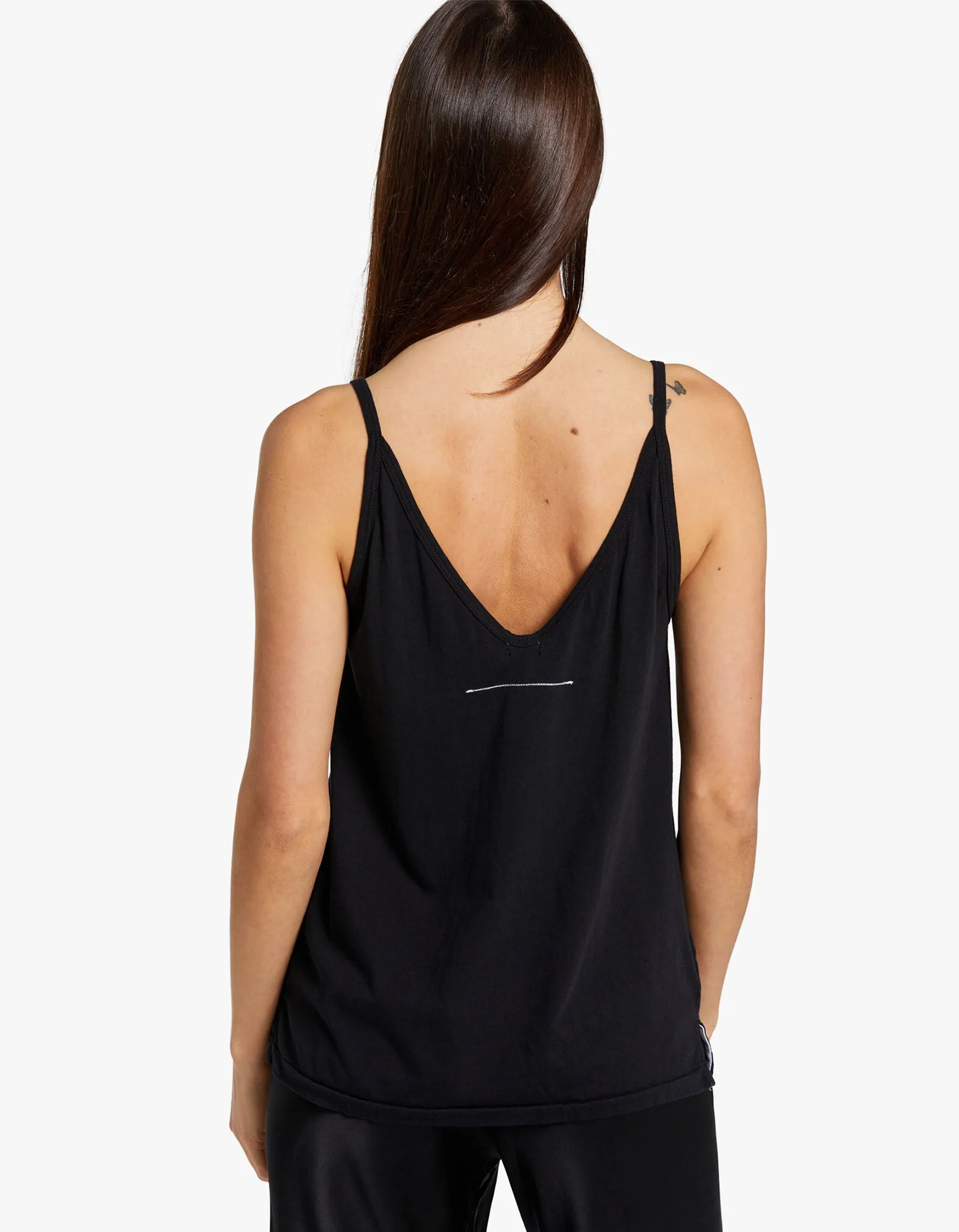 Womens V Neck Jersey Camisole - Black