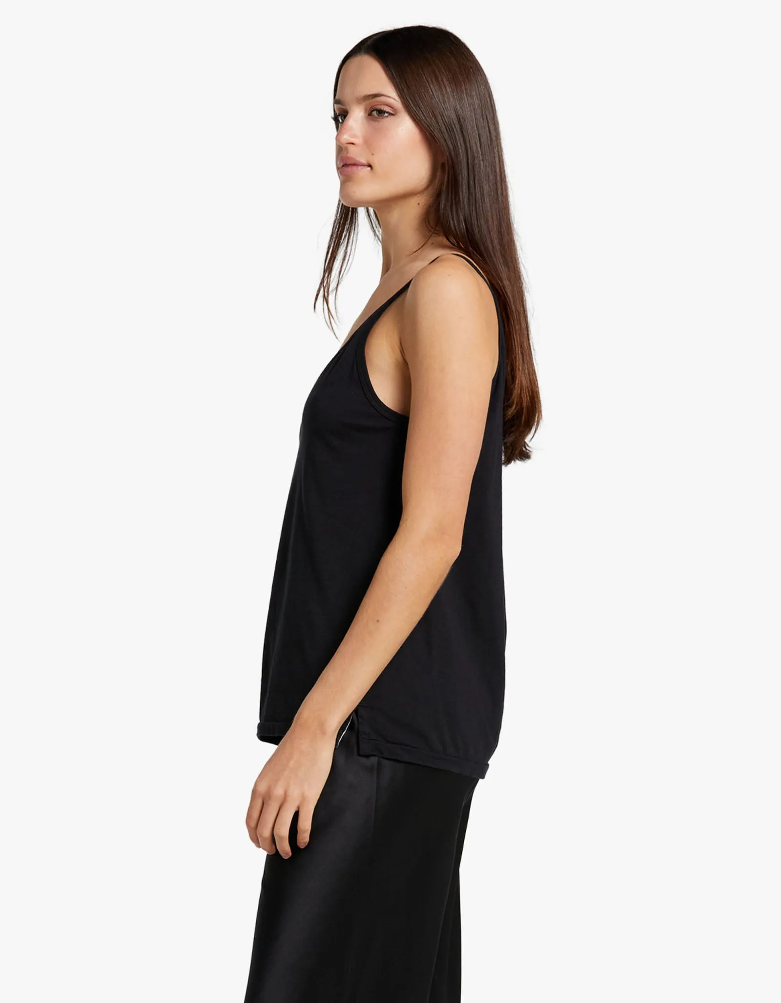 Womens V Neck Jersey Camisole - Black