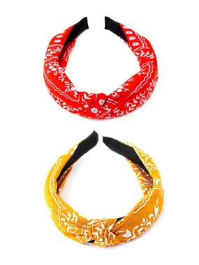 Yellow Chimes Hair Band for Women Girls Hair Accessories for Women 2 Pcs Headband for Women Knot Fabric Hair Band for Girls Twist Turban Headband Cross Knot Hair Bands Elastic Hair Accessories