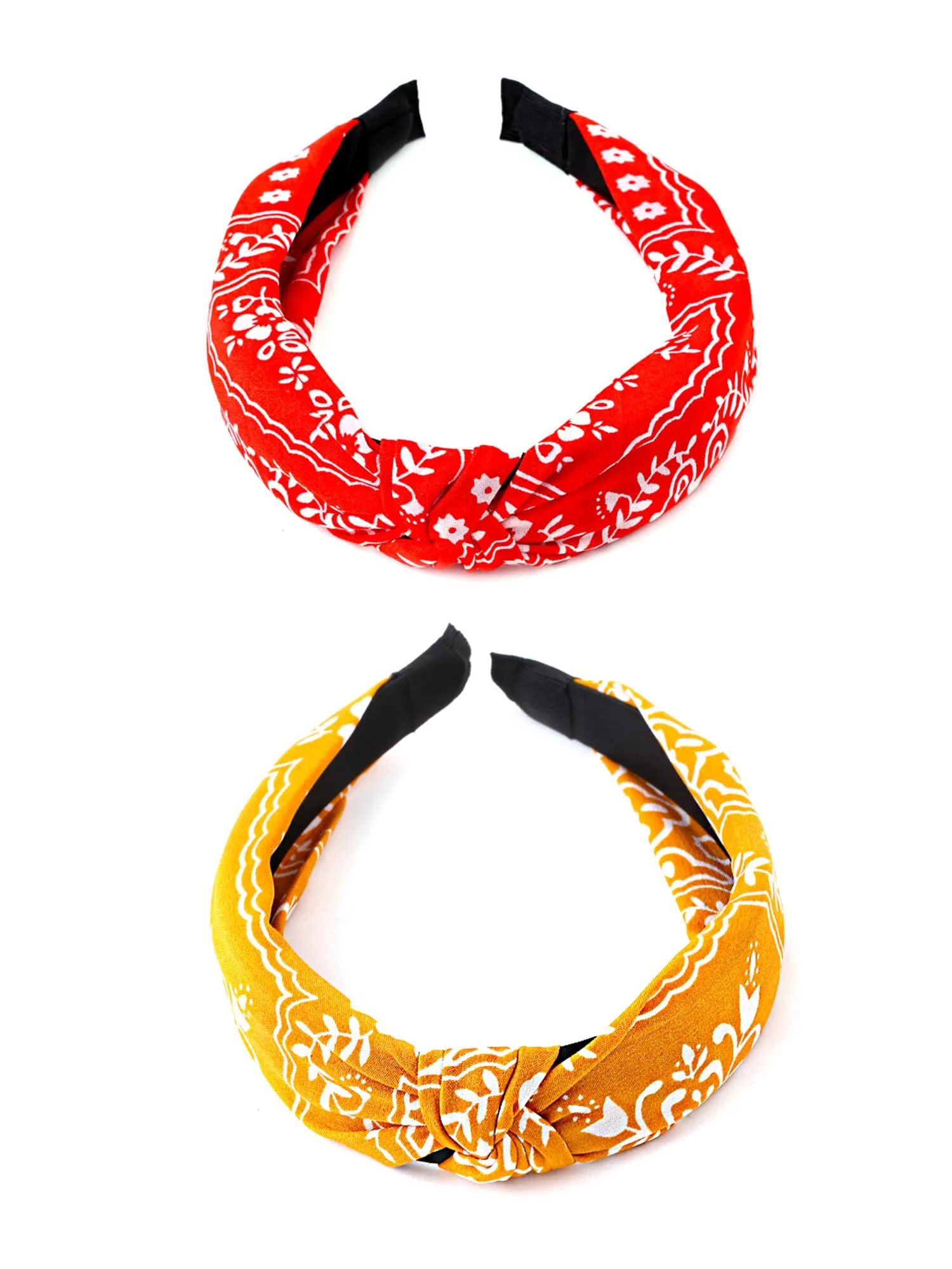 Yellow Chimes Hair Band for Women Girls Hair Accessories for Women 2 Pcs Headband for Women Knot Fabric Hair Band for Girls Twist Turban Headband Cross Knot Hair Bands Elastic Hair Accessories